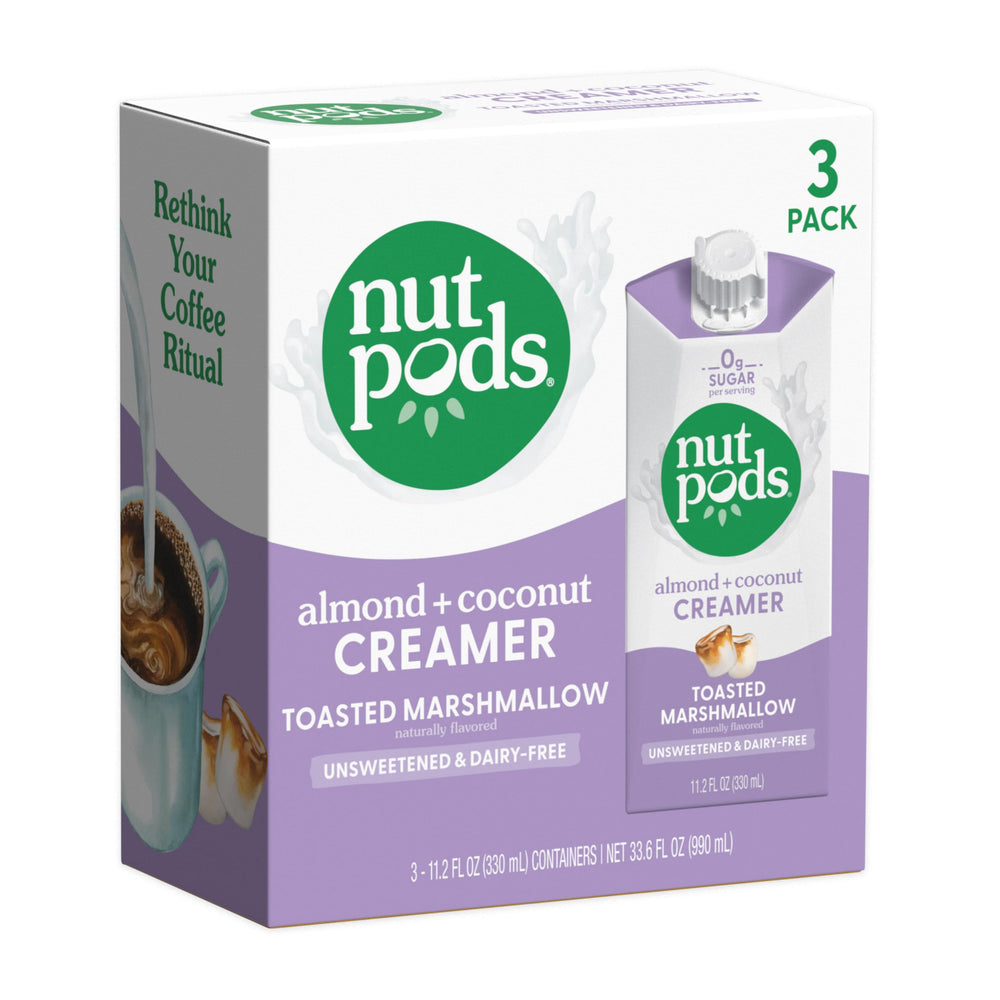 nutpods vista frontal del envase mostrando sabor y formato práctico
