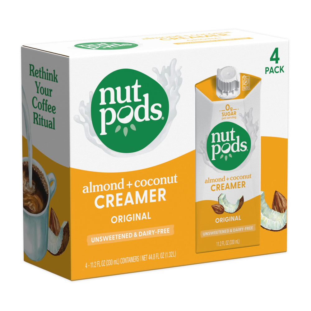 nutpods envase frontal mostrando etiqueta y beneficios para café cremoso
