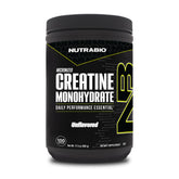 NutraBio envase frontal de creatina pura destacando volumen de 500 g y beneficio de pureza