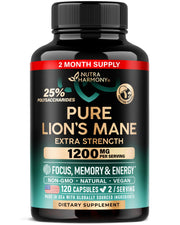 NUTRAHARMONY frasco frontal mostrando etiqueta clara y beneficio de concentración