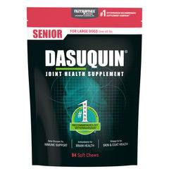 Nutramax Dasuquin container front showing product and clear dosing benefits