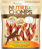 Nutri Chomps empaque frontal mostrando trenzas nutritivas y sin rawhide