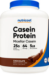 Nutricost envase frontal de caseína chocolate mostrando tamaño y diseño