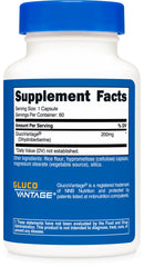 Nutricost etiqueta con GlucoVantage y lista de ingredientes para mayor confianza