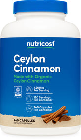 Nutricost frasco Canela de Ceilán frente, presentación clara y cómoda