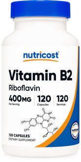 Nutricost frasco delante mostrando 120 cápsulas y claridad de etiqueta
