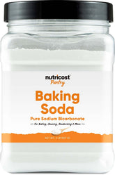 Nutricost envase frontal de bicarbonato de sodio 2 lb mostrando presentación y uso práctico