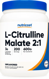 Nutricost front packaging 600g showing product and benefit of long-lasting servings