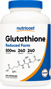 Nutricost bottle front view showing label and 240 capsules benefit clarity