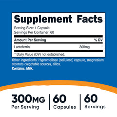 Nutricost lactoferrin primer plano de una cápsula para apreciar textura y tamaño