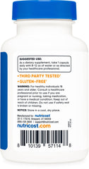 Nutricost lactoferrin envase sostenido en mano para comparar escala y dosis