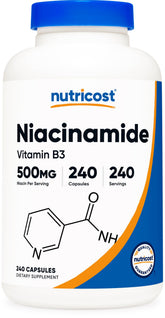 Nutricost frasco frontal mostrando 240 cápsulas y etiqueta clara