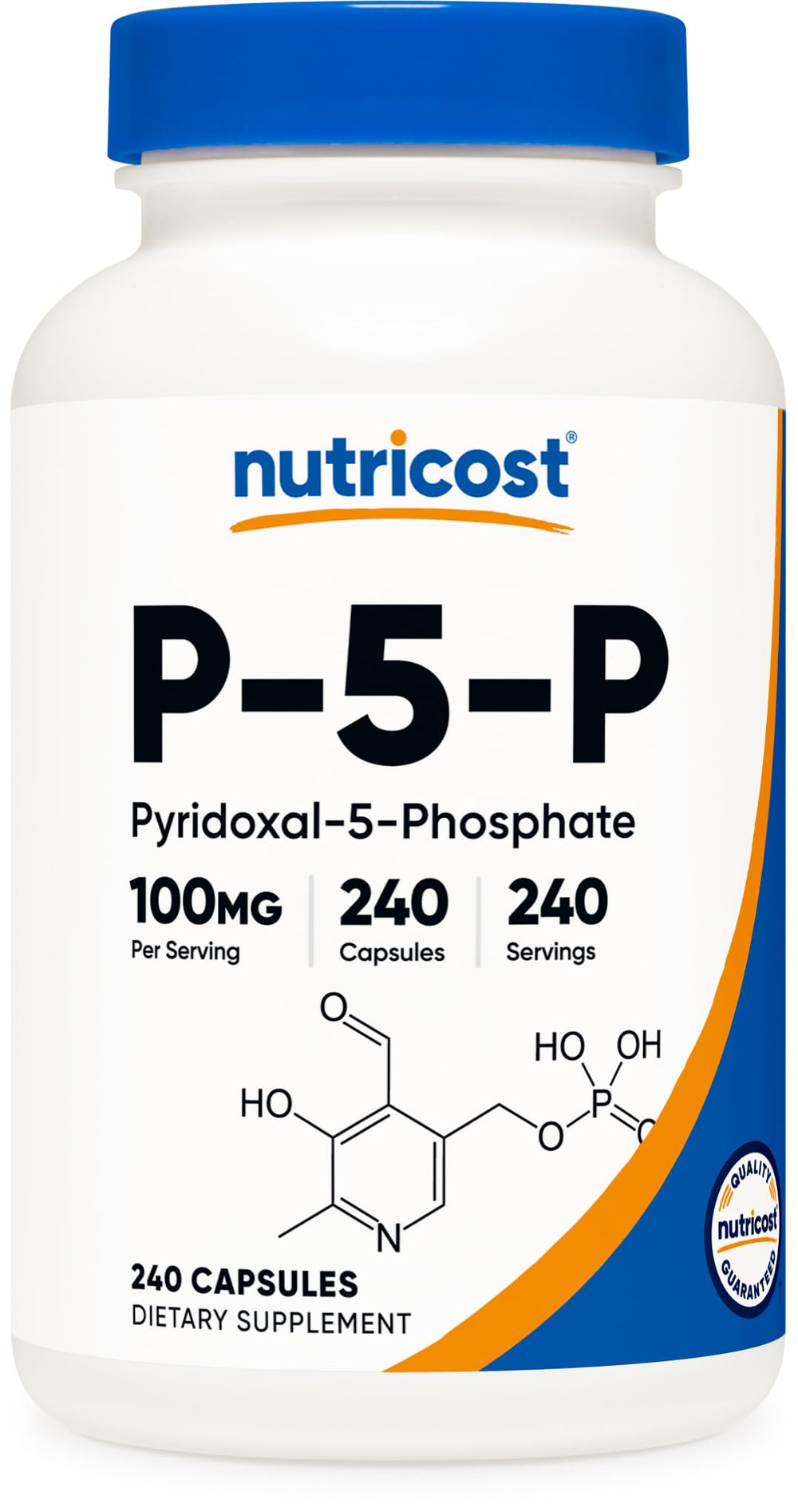 Nutricost frasco frontal mostrando 240 cápsulas y etiqueta clara