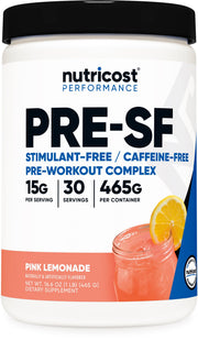 Nutricost front label showing Pink Lemonade bottle and benefits