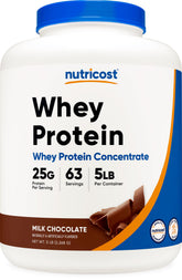 Nutricost envase frontal de 5 libras mostrando el sabor chocolate y aspecto profesional