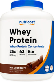 Nutricost envase frontal de 5 libras mostrando el sabor chocolate y aspecto profesional