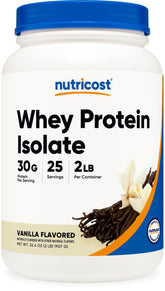 Nutricost frente del envase 2 LBS con etiqueta clara y beneficios