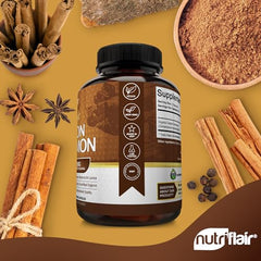 NutriFlair frasco abierto con cápsulas listas para tomar, fácil dosificación