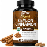 NutriFlair frasco frontal de canela Ceilán orgánica mostrando etiqueta clara