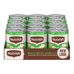 Nutrish lata frontal mostrando diseño y sello de pollo real
