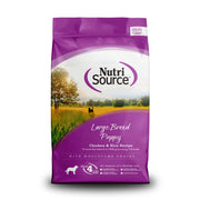 NutriSource front of bag showing chicken and rice benefits