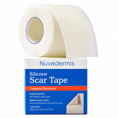 NUVADERMIS rollo frontal mostrando longitud y diseño transparente beneficio cobertura continua