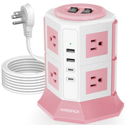 NVEESHOX front view showing tower outlets and compact footprint for organized charging