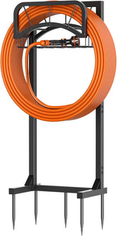 Nylaira front view of freestanding hose holder showing tidy storage benefit