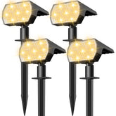 NYMPHY vista frontal del pack de 4 focos, iluminación uniforme para jardín