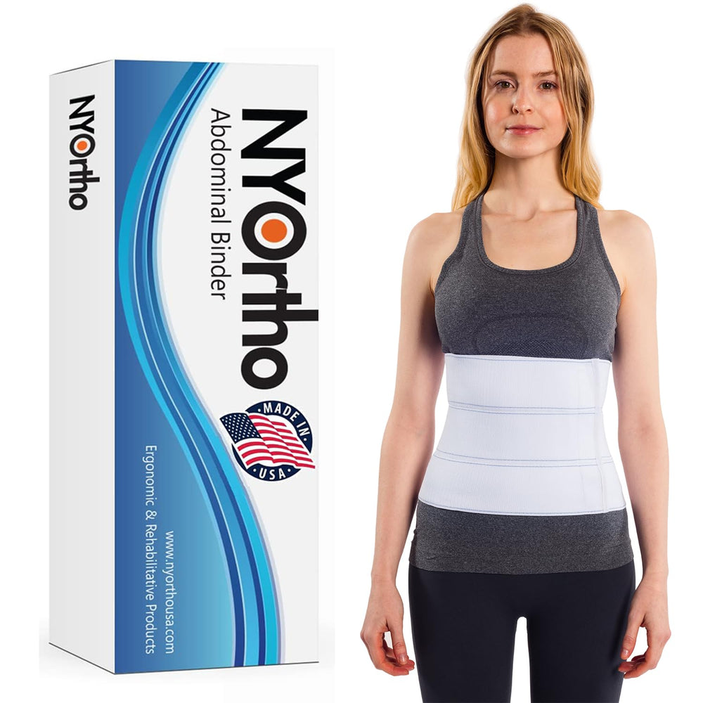 NYOrtho faja abdominal frontal mostrando perfil bajo y sujeción cómoda