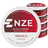 NZE front packaging black cherry can showing brand and benefits