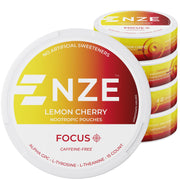 NZE front can showing lemon cherry branding and pouch count for quick identification and convenience
