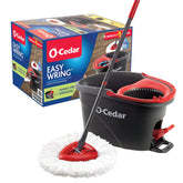O-Cedar EasyWring bucket and mop set showing compact storage and quick cleaning