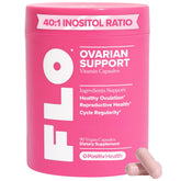 O Positiv FLO Ovarian frente del estuche mostrando presentación y beneficio regulador