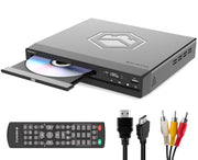 Oakcastle DVD100 front view showing disc tray and simple controls for easy playback