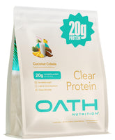 Oath Nutrition envase Coconut Colada mostrando diseño y marca, ideal para elegir
