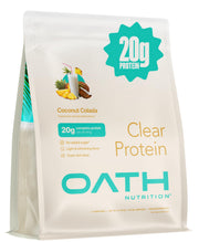 Oath Nutrition envase Coconut Colada mostrando diseño y marca, ideal para elegir