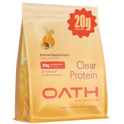 Oath Nutrition front packaging showing Sunrise Passion Punch and 20g protein benefit