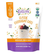 Oatsome empaque frontal mostrando bolsa y beneficios saludables