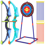 Ocditikl paquete frontal mostrando dos arcos y 14 flechas, ideal para juegos compartidos
