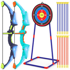 Ocditikl paquete frontal mostrando dos arcos y 14 flechas, ideal para juegos compartidos