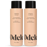 Odele set frontal de champú y acondicionador mostrando envases y beneficio de volumen