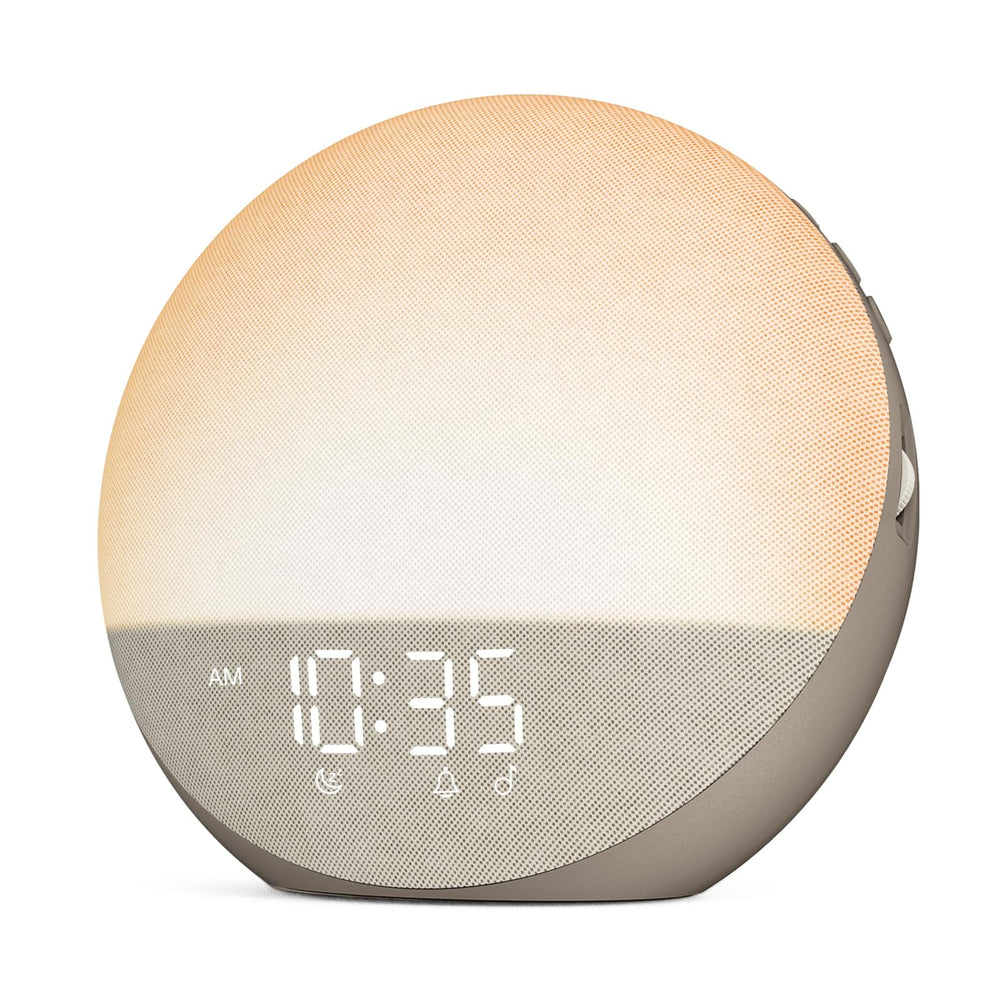 Odokee front view showing clock face and light, for peaceful wake-ups