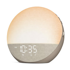 Odokee front view showing clock face and light, for peaceful wake-ups