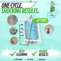 Oh Yuk en uso con jets activos y agua, elimina suciedad interna rápidamente