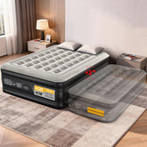 OhGeni front view of elevated queen air mattress showing stable sleeping surface and quick setup