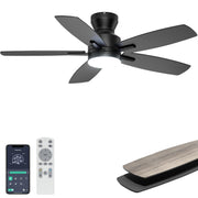 Ohniyou front view black ceiling fan showing sleek low-profile design and airflow benefit