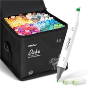 Ohuhu front packaging displaying 100 colors and carrying case benefit
