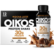 Oikos botella frontal mocha latte mostrando etiqueta y conveniencia