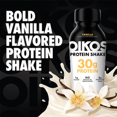 Oikos detalle etiqueta nutricional con información clara de proteínas y prebióticos